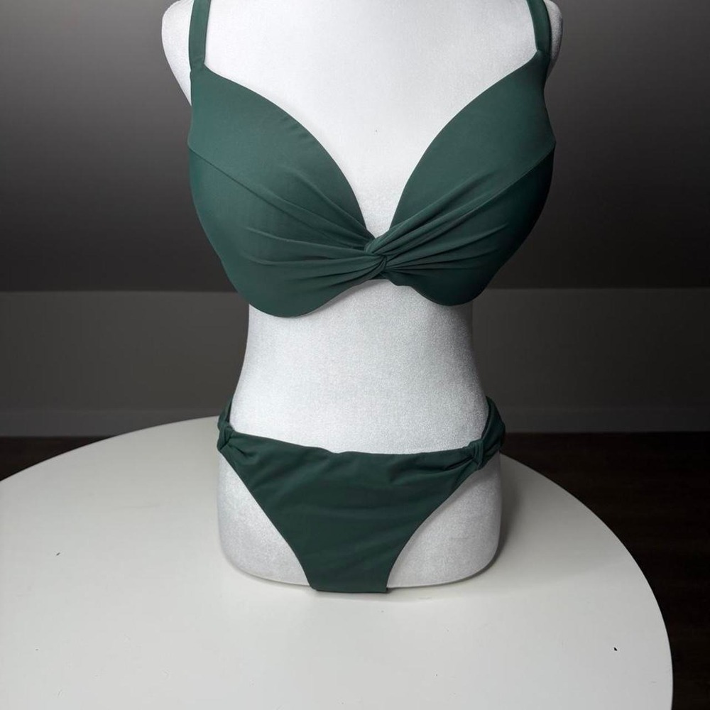 Victoria's Secret Forest Green Bikini Push-Up Top  High Leg Bottom |38DD / XL